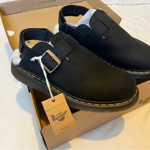 Doc Dr. Martens Jorge II Leather Slingback Sherpa Mules Black EU 43 US 11 NWT - Picture 4 of 7
